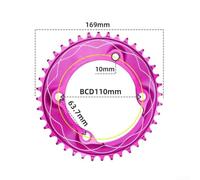 Plateau Vélo 110BCD Narrow Wide Décalage 3mm | Alliage aluminium CNC, anodisation dure, résistant rouille, design léger haute rigidité(pink 40T)