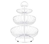 Plateaux à fruits, bol à fruits à 3 niveaux simple rond en métal for la maison, plateau à fruits, panier de rangement(White)