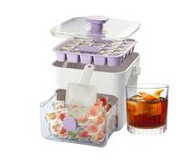 Plateaux à glace avec couvercle, 50 cavités double couche, poignée portable, bacs à glaçons pour réfrigérateur avec conteneur | pour boissons, whisky, cocktail, café, bière