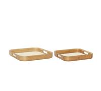 Plateaux carré Hubsch Interior Canvas (x2) Beige 33x33x5/45x45x5 cm