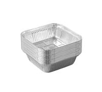 Plateaux de Cuisson en Aluminium, Barquette Aluminium Jetables Barbecue, Contenants Aluminiums Épais pour Barbecue la Cuisson Grillage Cuisine Restauration (16CM)