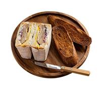 Plateaux de dîner en bois - Plateaux à thé ronds en bois massif imperméables | Planches à fromage en teck, planches à pizza, moules à bonbons et moules à pâtisserie | Décorations de cuisine - Plateau