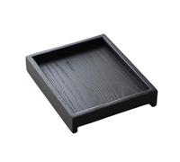 Plateaux de service décoratifs Platter Plateau de service et de thé en bois massif, couleur charbon de bois, noir brûlé, 20 x 17 x 3,5 cm