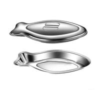 Plateaux de service en acier inoxydable pour poisson avec construction et fonction résistante à la chaleur pour servir des plats chauds (S avec couvercle)