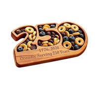 Plateaux De Service en Bois | 4 Juillet 3 Compartiments 250e Patriotique | Plateaux de Service Alimentaire | pour Fruits Bonbons Cupcakes Snacks Fêtes À Thème Jour De L'Indépendance Memorial
