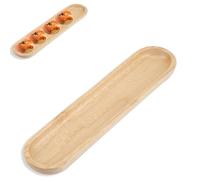 Plateaux de Service en Bois Massif, 10.63in Narrow Long Trays Sushi Dishes Dinner Trays Serving Dish Snack Plates for Steak, Food, Appetizer