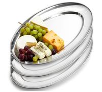 Plateaux de service - Ensemble de 3 - Acier inoxydable - 32 x 20 x 2,4 cm - Argenté