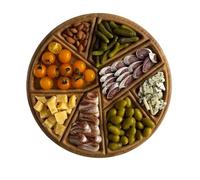 Plateaux de service pour aliments - Grand plateau de service avec 8 compartiments amovibles, pour portaas en bois combiné | planche à découper en bois, planche à légumes, fruits, desserts, collations