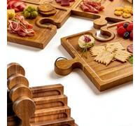Plateaux De Service Pour Fêtes,Design Moderne En Bois Puzzle - Plats de Service Puzzle et Plateaux Décoratifs,Pour Aliments Viande Fruits Snack Gâteau Dessert Cuisine Salon Table Fête Vacances