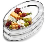 Plateaux de service - Set de 3 - Acier inoxydable - 34 x 21,5 x 3 cm - Argenté