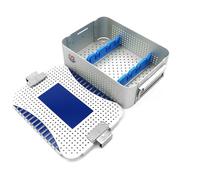 Plateaux Dentaires En Alliage D'aluminium, Résistance Aux Hautes Températures Et Pressions, Avec Bande Carte Silicone, Boîte Stérilisation For Instruments Chirurgicaux Médicaux(9.4in*6.9in*3.1in)