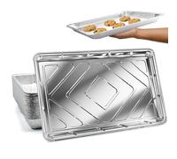 Plateaux en Aluminium - Lot de 10 Contenants Jetables en Aluminium (32 cm x 20 cm x 3 cm) - Grand Plat à Rôtir pour la Cuisson, le Rôtissage, la Cuisine et le Stockage des Aliments