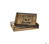 Plateaux en bois et métal Un air de campagne (Lot de 2)