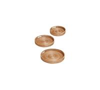 Plateaux en rotin clair beige, lot de 3, légers, durables - Chehoma, Naturel - Ø60xH8 cm