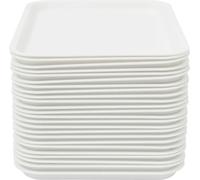 Plateaux fast-food, design moderne rectangulaire, empilables pour un rangement facile, blanc