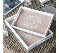Plateaux - Homania - I Love My Home - Bois - Vintage - Pack de 2