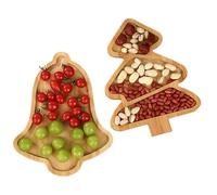 Plateaux pour Servir de la Nourriture, 2 pièces Planche de charcuterie Noël Arbre Noël et Plateau Service en Bois Cloche, Fournitures décoration Table pour la fête d
