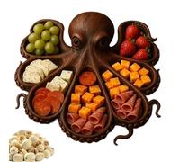 Plateaux pour servir des aliments | Plateaux de service en bois en forme de pieuvre pour charcuterie avec cloison pour apéritifs, fromage, fruits de mer, fruits, viandes