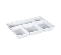 Plateaux-repas en plastique blanc 29 x 22,4 cm 5 compartiments par 50