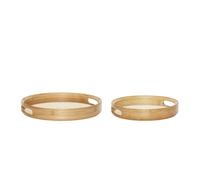 Plateaux ronde Hubsch Interior Canvas (x2) Beige 30x5/45x5 cm