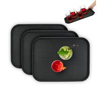 Relaxdays Lot de 3 Plateaux de Service, antidérapants, rectangulaires, pour la Restauration, LxP : 46 x 35 cm, Noir
