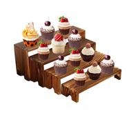 Plateaux Surélevés Présentoirs | Presentoir À Cupcakes En Bois Pour Plan De Travail Cuisine - 4 Pièces Organisateur de Rangement pour Cuisine Bureau Dessert Parfum Bougie