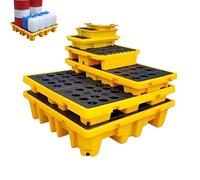 Plateforme anti-déversement d'hydrocarbures, bac de rétention modulaire avec grille, palette empilable pour fûts d'huile, plateforme anti-déversement étanche 130 × 68 × 30 cm pour un stockage sécuri