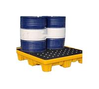 Plateforme Anti-déversement d'hydrocarbures, bac de rétention modulaire - Bac de récupération Extensible et étanche avec Grille anticorrosion et Protection du Sol (128 x 128 x 17 cm) - Idéal