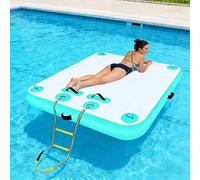 Plateforme de baignade Flottante, îlot Gonflable, Quai Flottant Gonflable avec échelle Amovible et Sac de Rangement pour lac, Piscine, Plage et mer,Mint Green,5.9x7.8ft