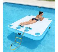 Plateforme de baignade Flottante, îlot Gonflable, Quai Flottant Gonflable avec échelle Amovible et Sac de Rangement pour lac, Piscine, Plage et mer,Bleu,5.9x7.8ft