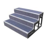 Plateforme de chœur à 3 Niveaux avec Moquette Grise - Escaliers de scène Pliables et légers pour salles de Concert et théâtres, idéaux pour Les événements intérieurs et extérieurs, Plateform