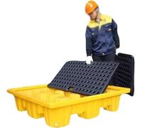 Plateforme de collecte avec bonde pour 1/2 baril, plateau empilable avec grille, contrôle de la capacité de charge, protection contre les débordements, palette anti-déversement (120 x 60 x 10 cm)