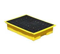 Plateforme de confinement des déversements, palette de déversement robuste avec grille et drain amovibles, capacité de 25 kg/40 kg, design empilable pour une utilisation industrielle et de laboratoire