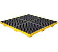Plateforme de déversement barils pétrole, capacité confinement modulaire, palette empilable, charge, plateau à grille for l'industrie avec drain et poches for chariot élévateur(120x120x10cm)