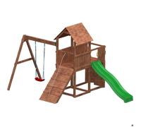 Plateforme de jeux en bois Carol Tour + toboggan + balançoire + rampe