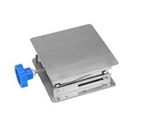 Plateforme de Levage en Acier Inoxydable pour Laboratoire, Support à Ciseaux pour Expériences de Physique Chimie Biologie, Hauteur Réglable 100x100x160mm avec Acier Inoxydable 304 (Poignée Bleue)