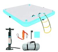 Plateforme de quai flottante gonflable avec échelle en corde pour piscine, lac, plage et détente océanique