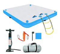 Plateforme de quai flottante gonflable avec échelle en corde pour piscine, lac, plage et détente océanique