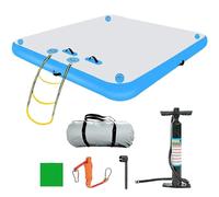Plateforme de quai flottante gonflable - Grand tapis d'eau avec échelle amovible, surface antidérapante, pompe à air incluse, pour piscine et plage