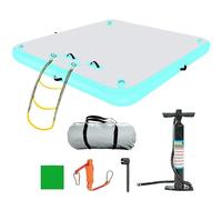 Plateforme de quai flottante gonflable - Grand tapis d'eau avec échelle amovible, surface antidérapante, pompe à air incluse, pour piscine et plage