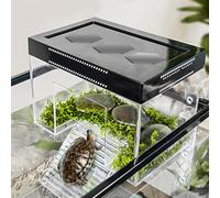 Plateforme de repos pour tortues à hauteur réglable suspendue avec couvercle et rampe, 25×16×16 cm, petit enclos d'aquarium transparent en PC au-dessus du réservoir pour bébés tortues terrestres