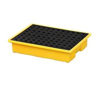 Plateforme De Rétention Des Déversements Robuste, Bac En Plastique Antidérapant Et Étanche Pour Fûts D'Huile, Bac De Rétention Industriel Avec Grille, 120 X 120 X 10 Cm, Pour Entrepôt Et Usine, Jaune
