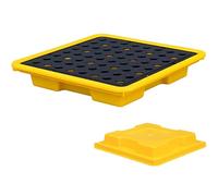 Plateforme de rétention modulaire pour palettes, rayonnages muraux de garage, entrepôts et usines ; plateforme de rétention modulaire pour fûts - Palette en polyéthylène 120 x 60 x 18 cm ave