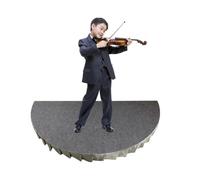 Plateforme de Scène Petite Scène de Spectacle pour Enfants, Scène Portative Demi-ronde avec Plinthe, Scène de Spectacle pour Orchestre, Marche de Discours pour Les Concerts(Gray,100x50cm(39x19.6in))