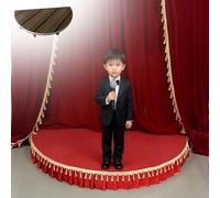 Plateforme de Scène Plate-forme de Scène Portable pour Enfants pour Les Discours, École Petit Stand de Représentation Demi-cercle, Modulaire de Scène de Batterie(Red,100x50cm(39x19.6in))