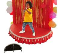 Plateforme de Scène Plateforme de Spectacle Robuste pour Le Chant Des Enfants, Système de Scène Semi-circulaire avec Jupes, Scène de Théâtre Portable pour Les Comédies Musicales(Red)
