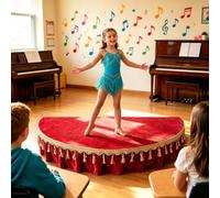 Plateforme de Scène Portable, Plate-forme de Demi-Cercle avec Jupe | Cadre Galvanisé Robuste, idéal pour Parler en Public et Chanter(Red,120cm/47.2in)