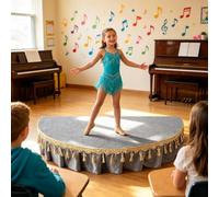 Plateforme de Scène Portable, Plate-forme de Demi-Cercle avec Jupe | Cadre Galvanisé Robuste, idéal pour Parler en Public et Chanter(Grey,100cm/39.4in)