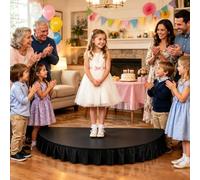 Plateforme de Scène Portable Semi-Circulaire avec Habillage de Jupe | Estrade de Scène pour Spectacles D'enfants en Tubes Galvanisés pour Domicile et Événements Scolaires(Black,100x50x15cm)