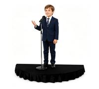 Plateforme de Scène Portable Semi-Circulaire avec Structure Galvanisée | Scène de Spectacle avec Plinthe, Capacité de Charge de 250kg, pour Maison École Église Professionnel(Black,150x75x15cm)